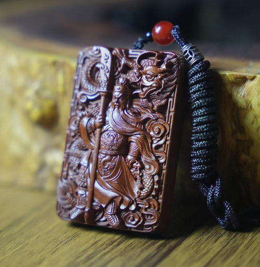 Taoism Wood  Pendant From Tree Hit By Lightning& Hand Carved China Talisman for anti-evil, wish-fulfillment, longevity, protection