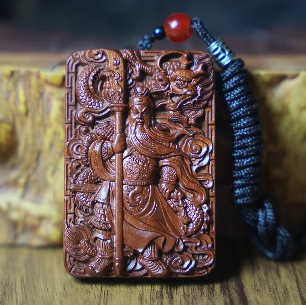 Taoism Wood  Pendant From Tree Hit By Lightning& Hand Carved China Talisman for anti-evil, wish-fulfillment, longevity, protection