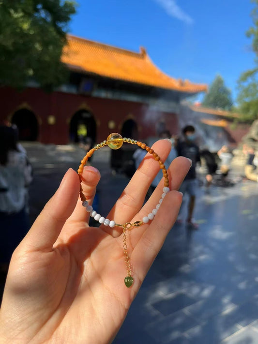 Citrine The God of Wealth Bracelet 5 Element Bracelet Citrine Chakra Healing Crystal Attract Wealth Bracelet Protection Prosperity Good Luck Unisex From the Yonghe Lama Temple in Beijing